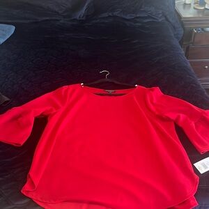 Women's plus top Red envelope size women's 2x blouse red flared sleeve NWT